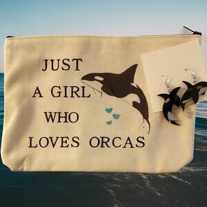 Orca Lover Gift Set! Brand New! Earrings & Makeup Bag Combo 🐋